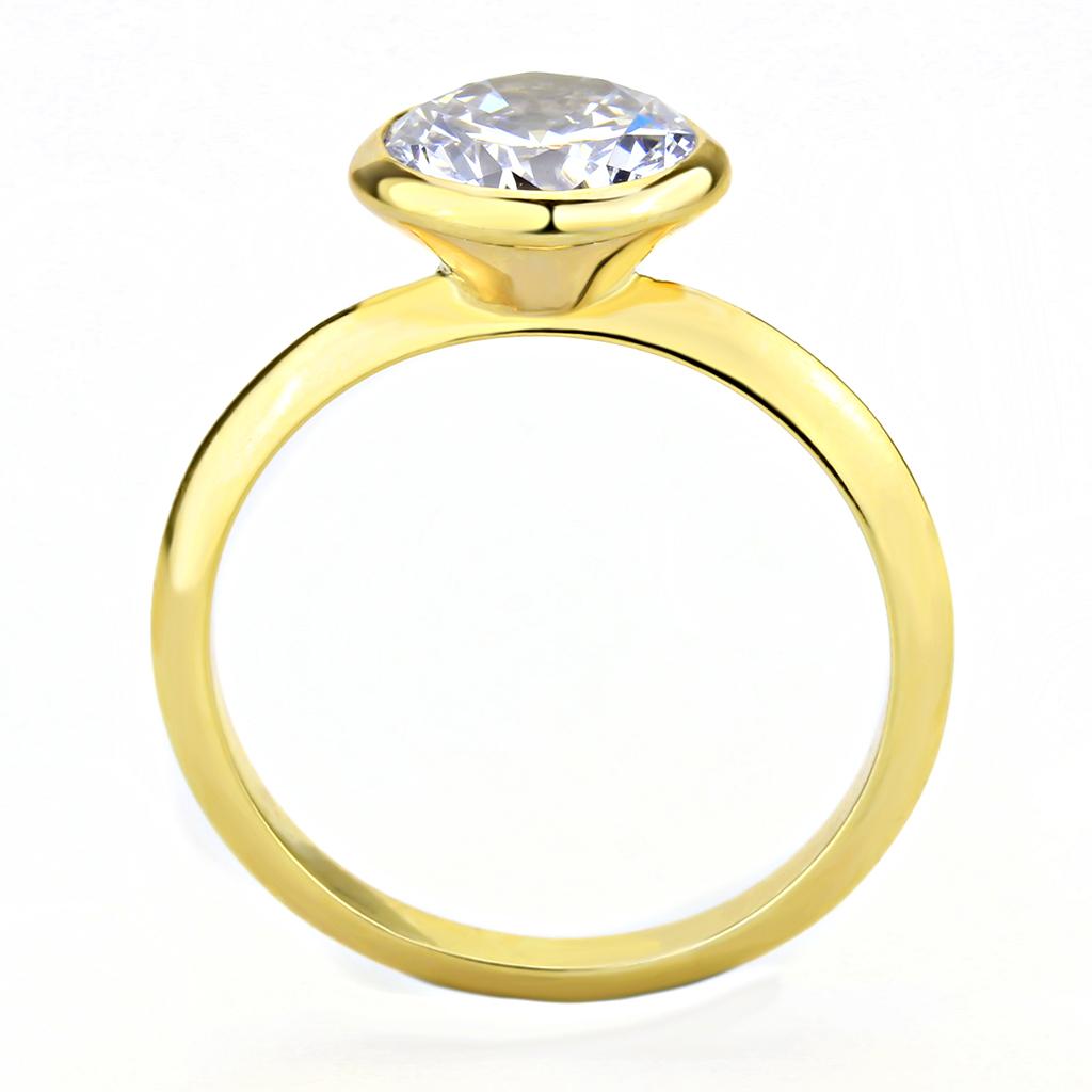 3W1485 - Gold Brass Ring with AAA Grade CZ in Clear