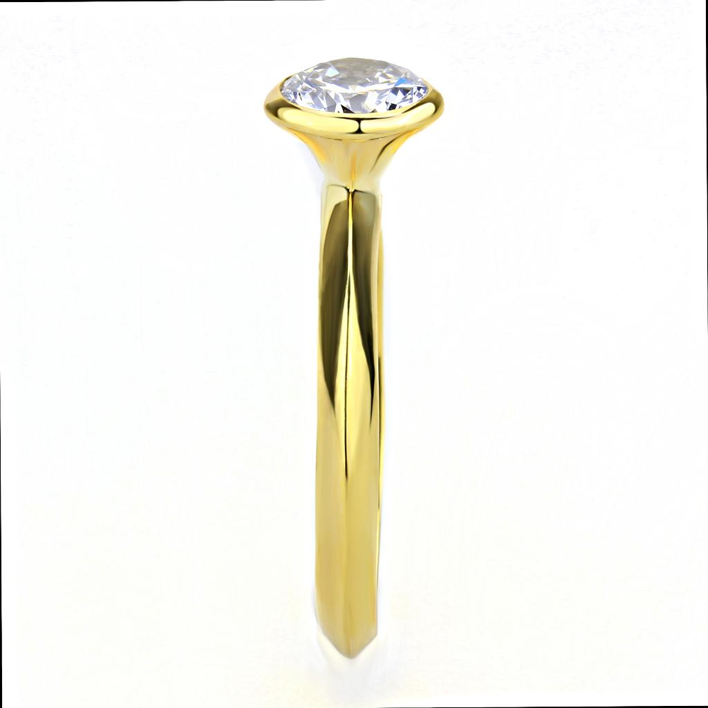3W1485 - Gold Brass Ring with AAA Grade CZ in Clear