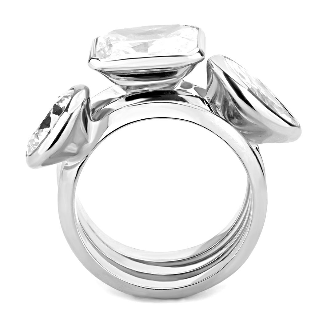 3W1486 - Rhodium Brass Ring with AAA Grade CZ in Clear