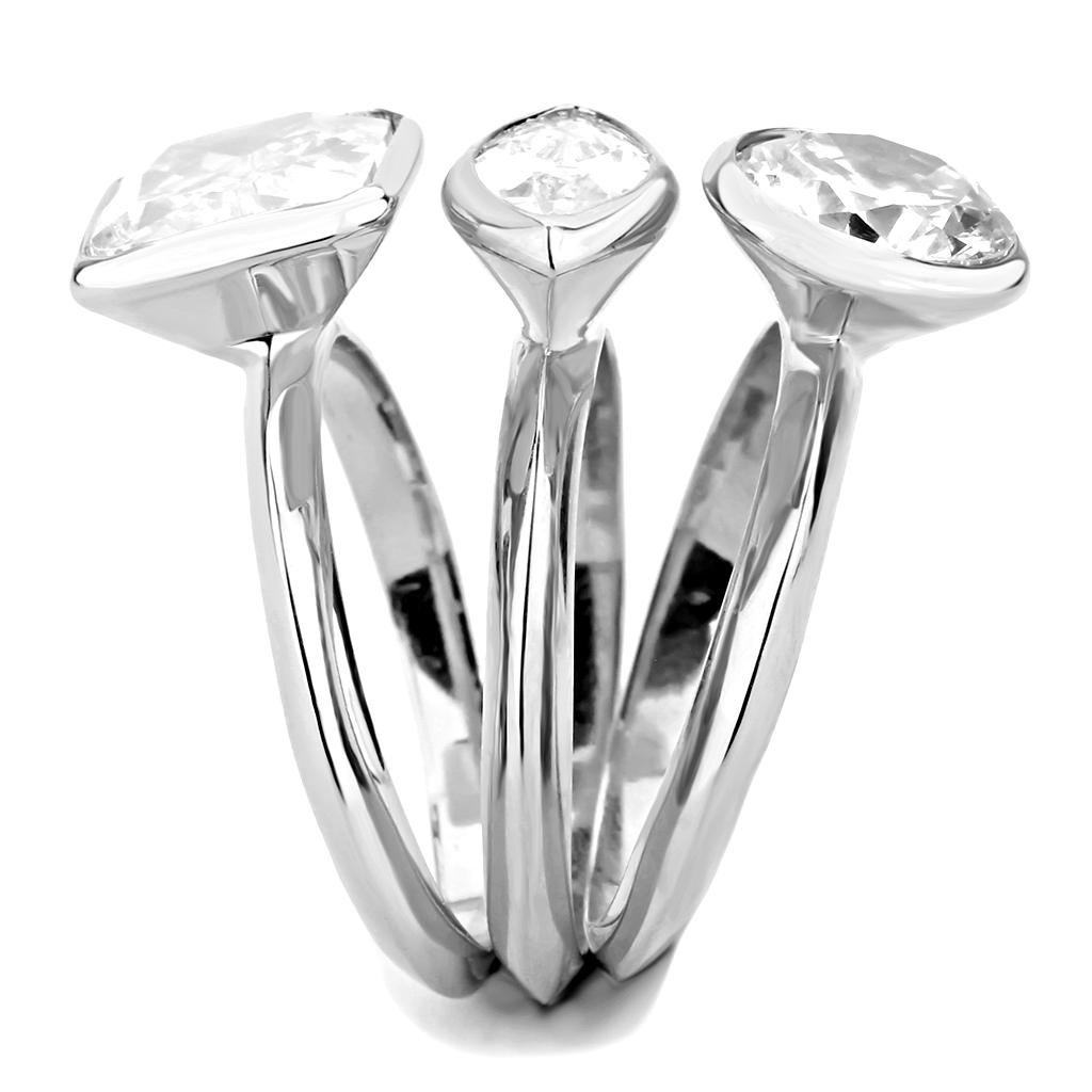3W1486 - Rhodium Brass Ring with AAA Grade CZ in Clear