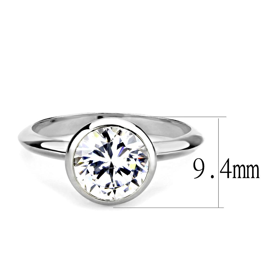 3W1487 - Rhodium Brass Ring with AAA Grade CZ in Clear