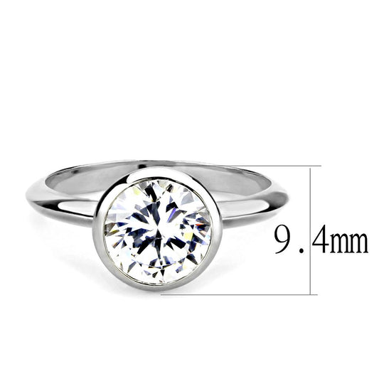 3W1487 - Rhodium Brass Ring with AAA Grade CZ in Clear