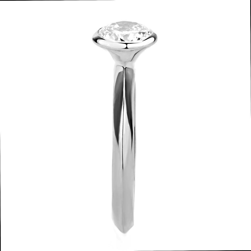 3W1487 - Rhodium Brass Ring with AAA Grade CZ in Clear