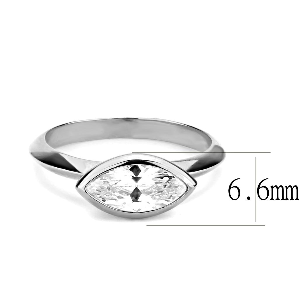 3W1489 - Rhodium Brass Ring with AAA Grade CZ in Clear