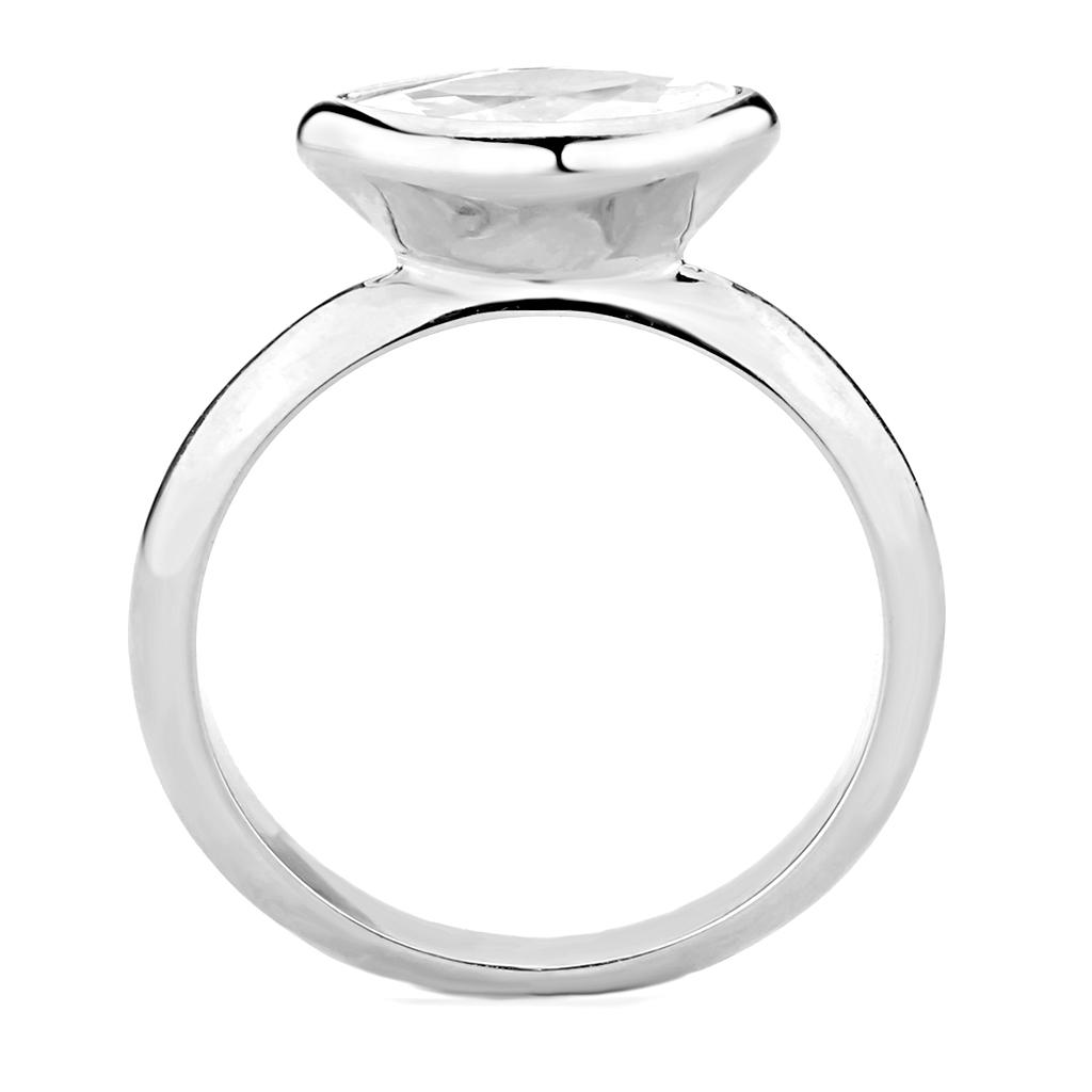 3W1489 - Rhodium Brass Ring with AAA Grade CZ in Clear