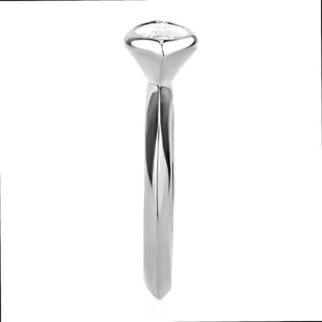 3W1489 - Rhodium Brass Ring with AAA Grade CZ in Clear