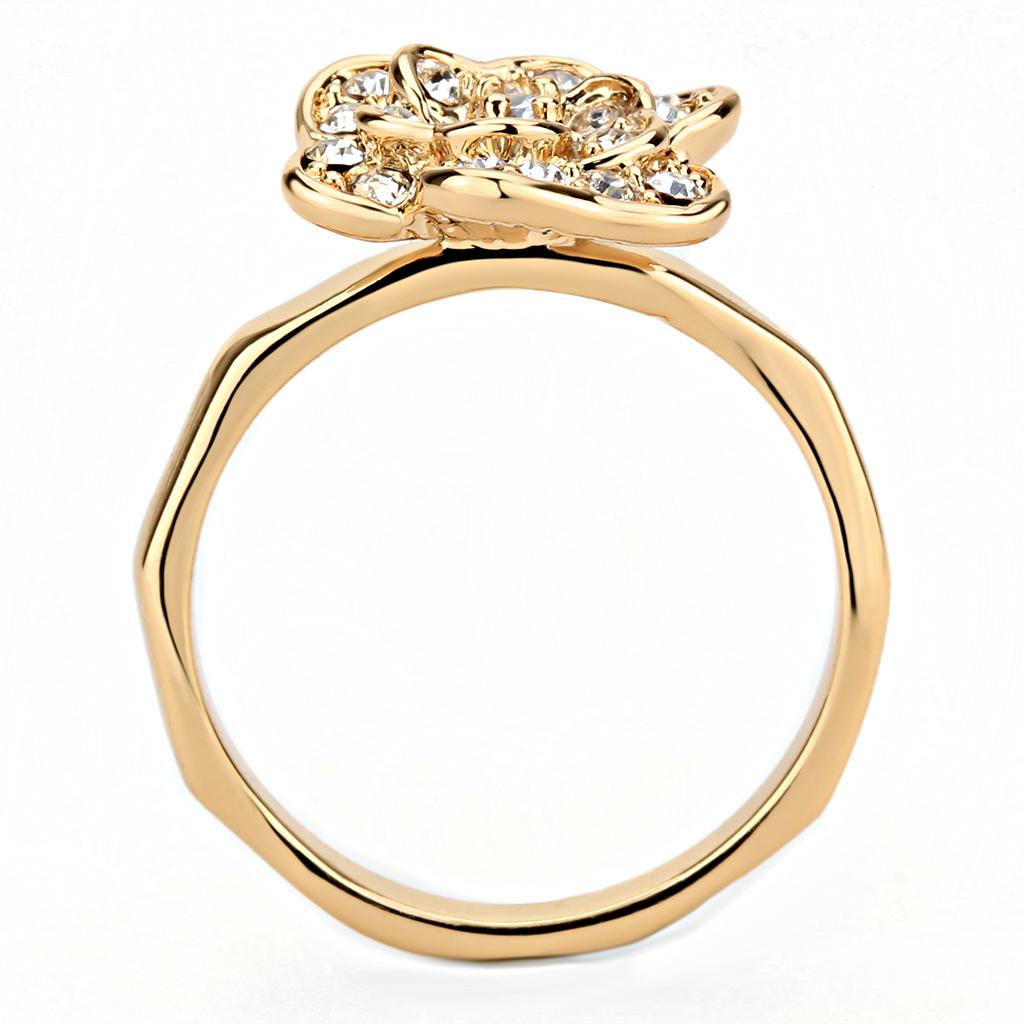 3W1491 - Rose Gold Brass Ring with Top Grade Crystal in Clear