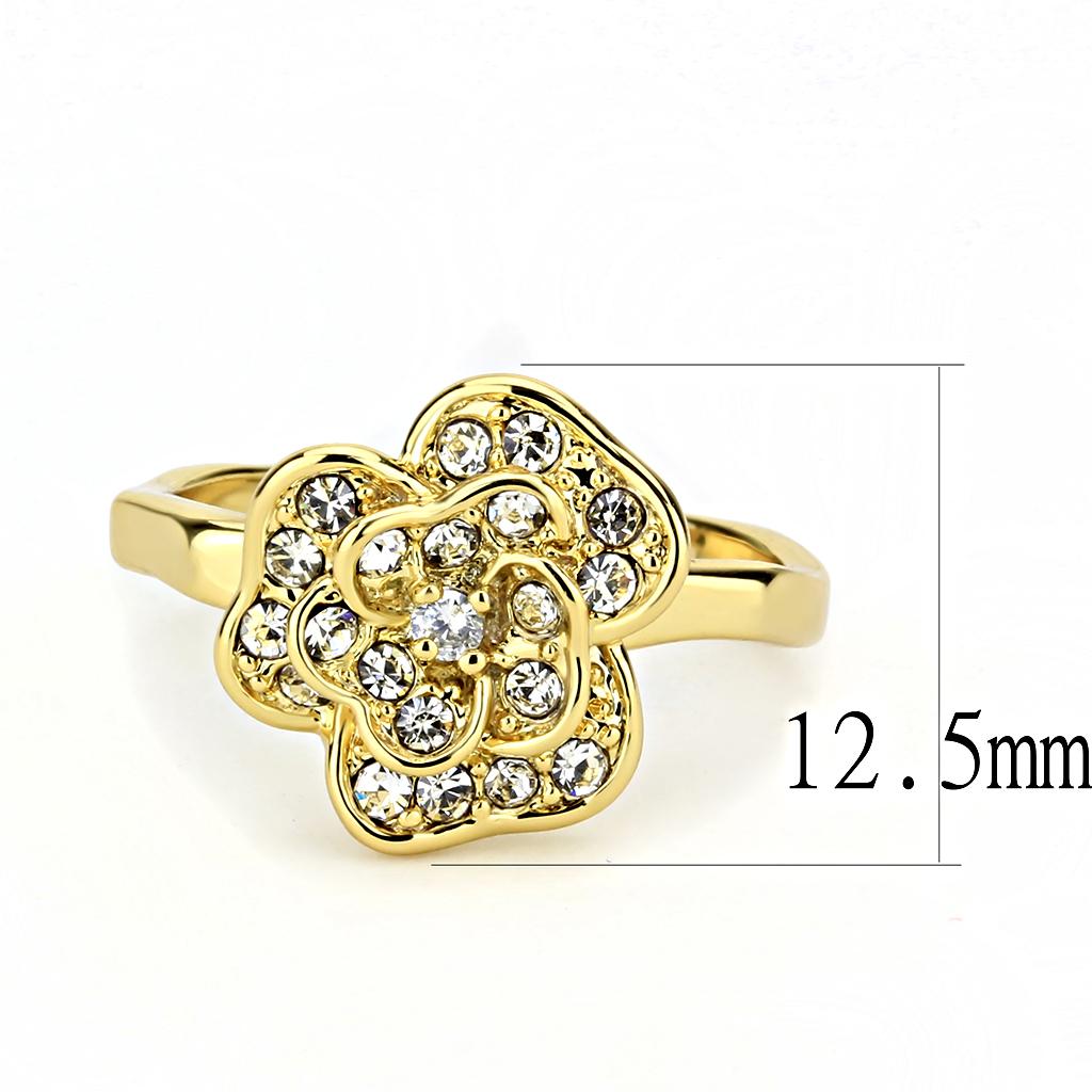 3W1497 - Gold Brass Ring with Top Grade Crystal in Clear