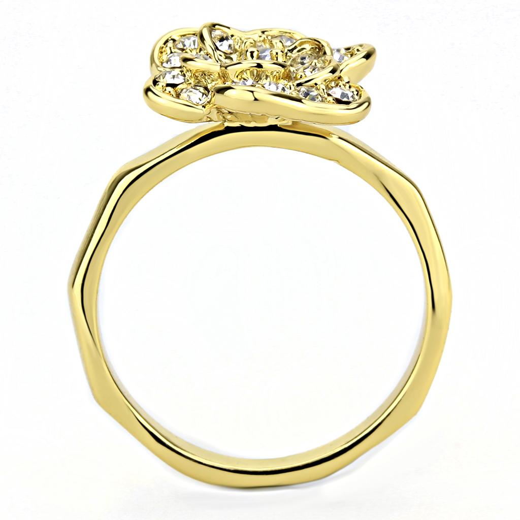 3W1497 - Gold Brass Ring with Top Grade Crystal in Clear
