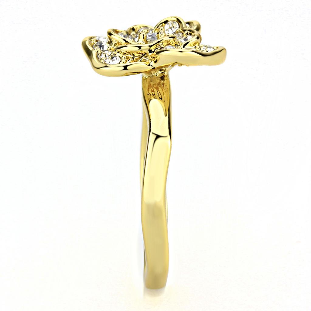 3W1497 - Gold Brass Ring with Top Grade Crystal in Clear