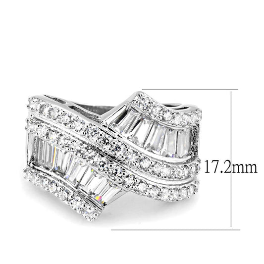 3W1501 - Rhodium Brass Ring with AAA Grade CZ in Clear