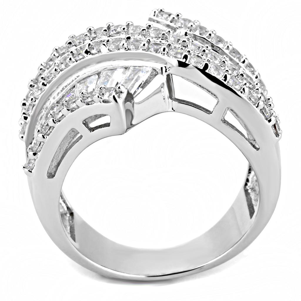 3W1501 - Rhodium Brass Ring with AAA Grade CZ in Clear