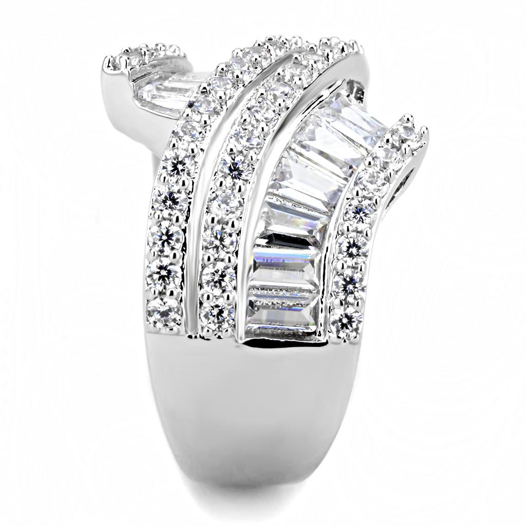 3W1501 - Rhodium Brass Ring with AAA Grade CZ in Clear