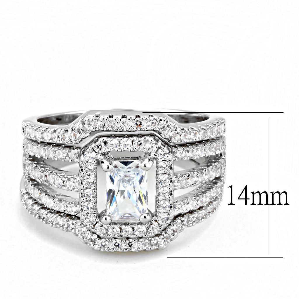 3W1503 - Rhodium Brass Ring with AAA Grade CZ in Clear
