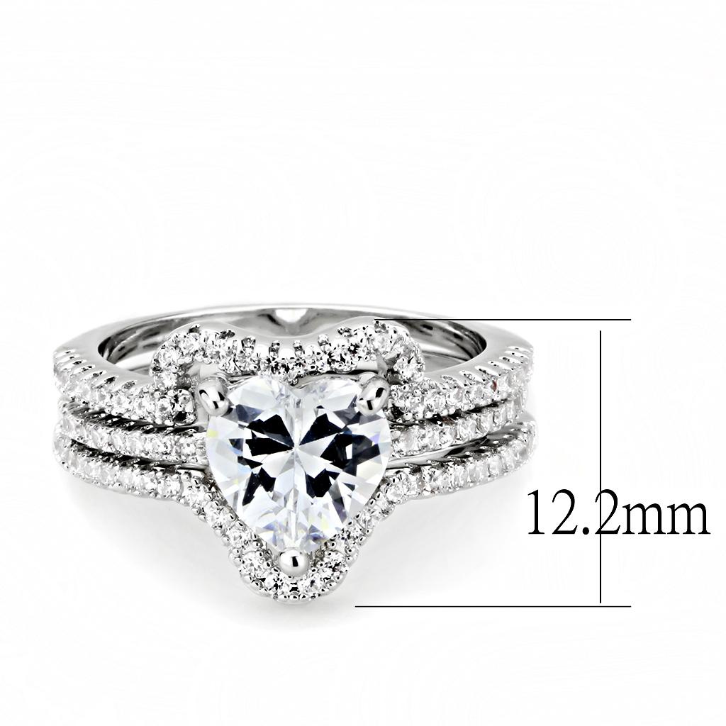 3W1504 - Rhodium Brass Ring with AAA Grade CZ in Clear