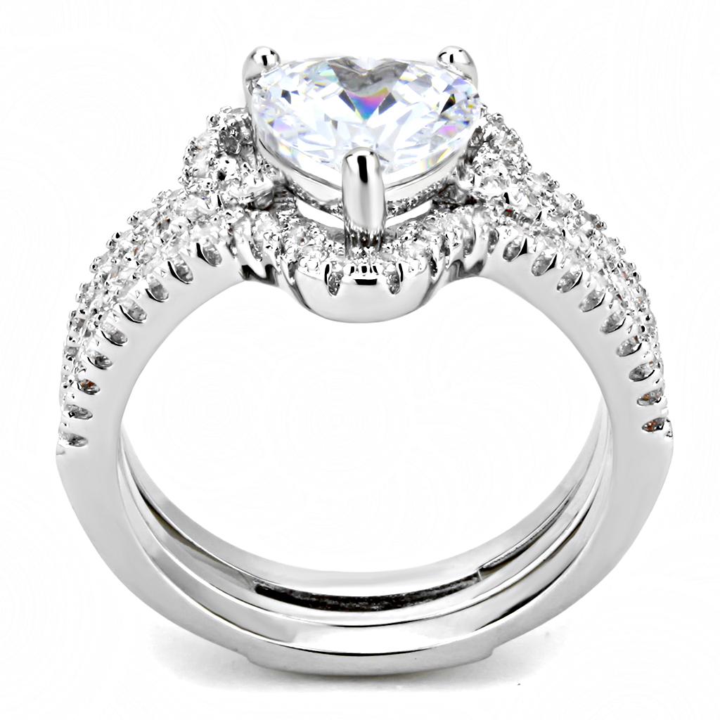 3W1504 - Rhodium Brass Ring with AAA Grade CZ in Clear