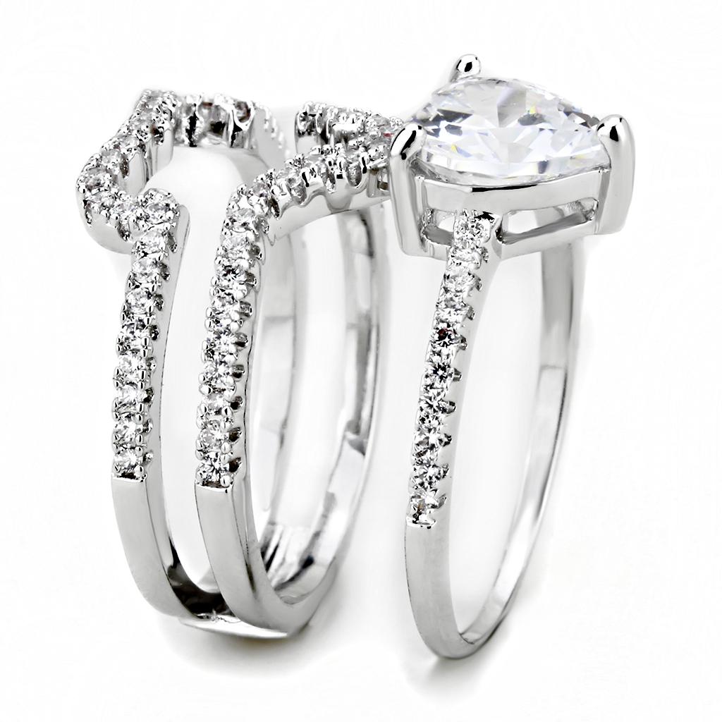 3W1504 - Rhodium Brass Ring with AAA Grade CZ in Clear