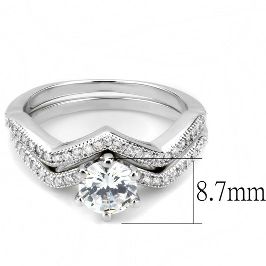 3W1505 - Rhodium Brass Ring with AAA Grade CZ in Clear