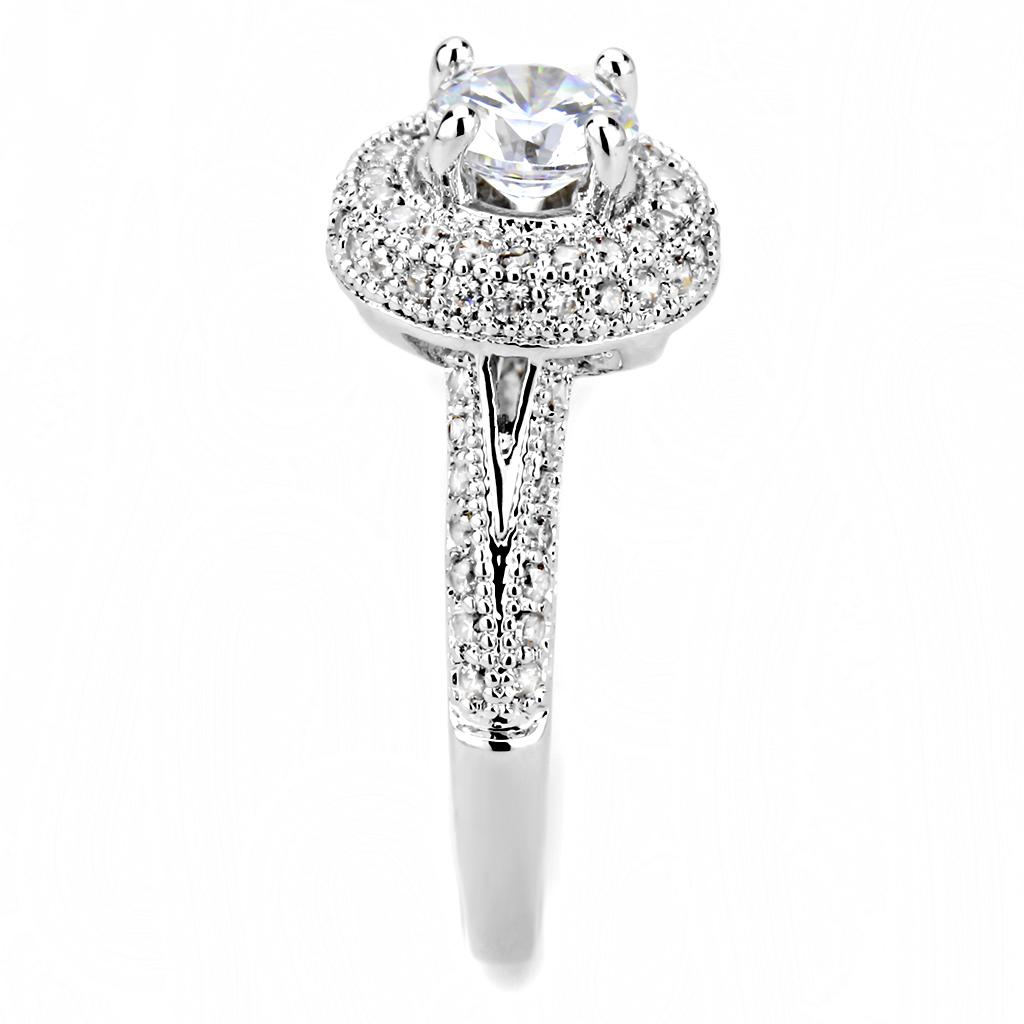 3W1506 - Rhodium Brass Ring with AAA Grade CZ in Clear