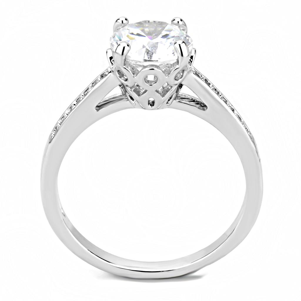3W1507 - Rhodium Brass Ring with AAA Grade CZ in Clear