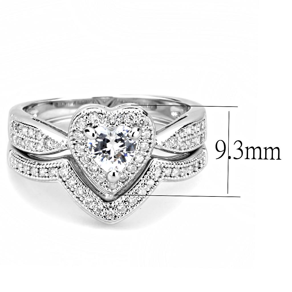 3W1508 - Rhodium Brass Ring with AAA Grade CZ in Clear
