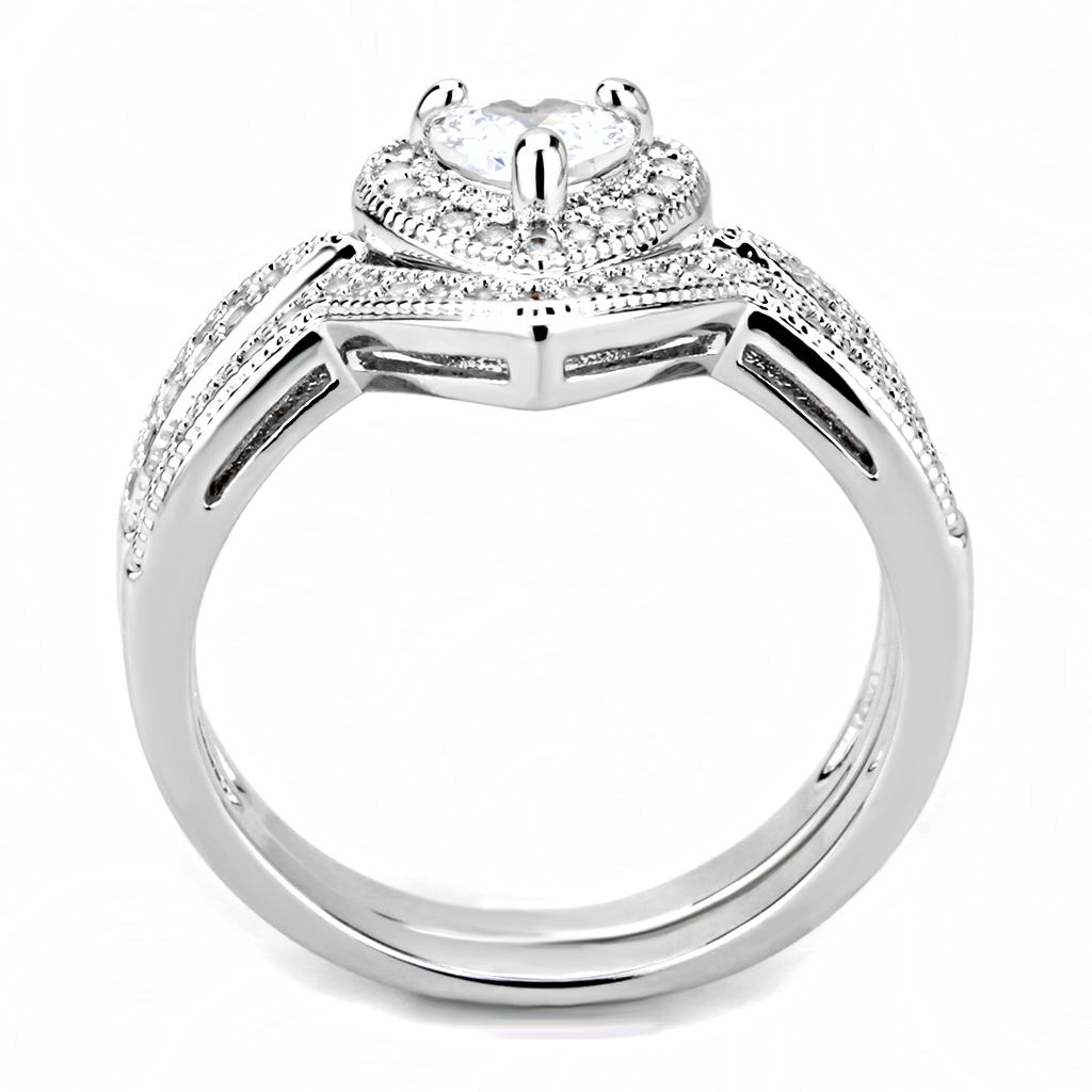 3W1508 - Rhodium Brass Ring with AAA Grade CZ in Clear