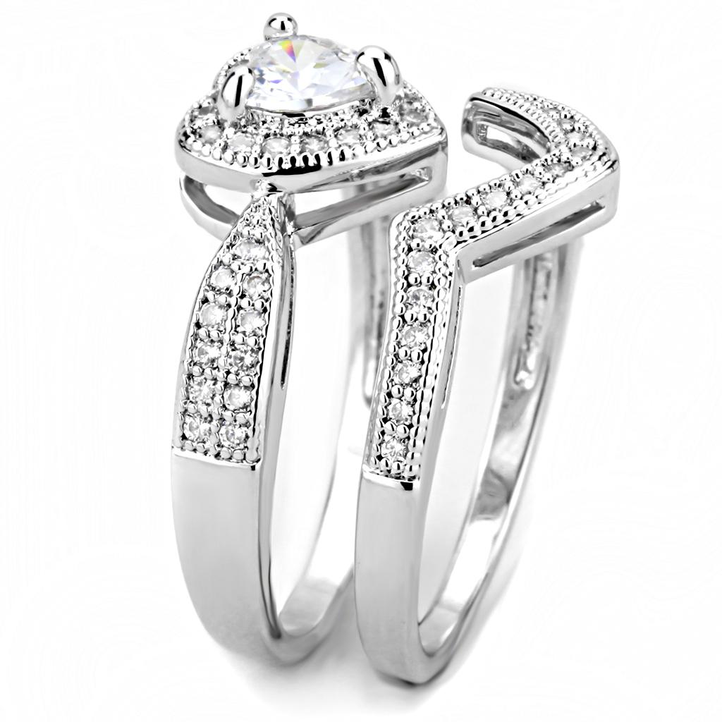 3W1508 - Rhodium Brass Ring with AAA Grade CZ in Clear