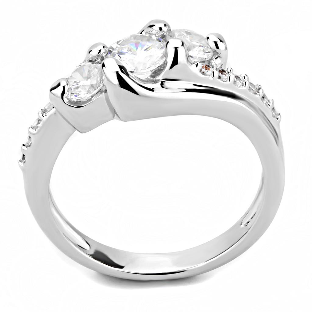 3W1512 - Rhodium Brass Ring with AAA Grade CZ in Clear