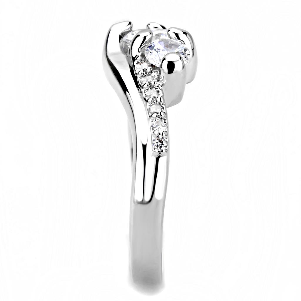 3W1512 - Rhodium Brass Ring with AAA Grade CZ in Clear