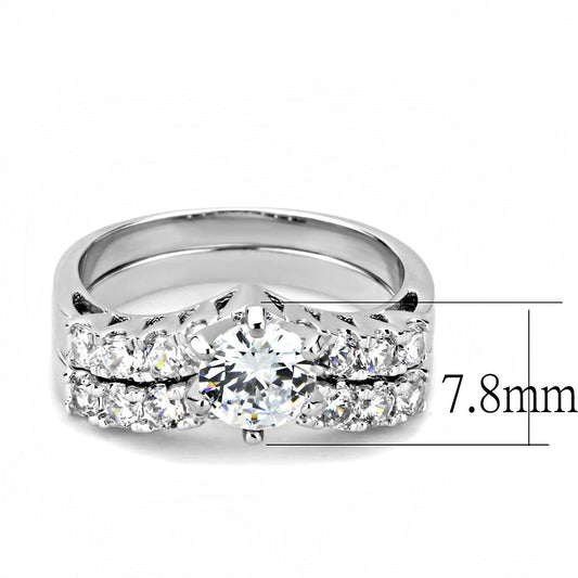 3W1513 - Rhodium Brass Ring with AAA Grade CZ in Clear