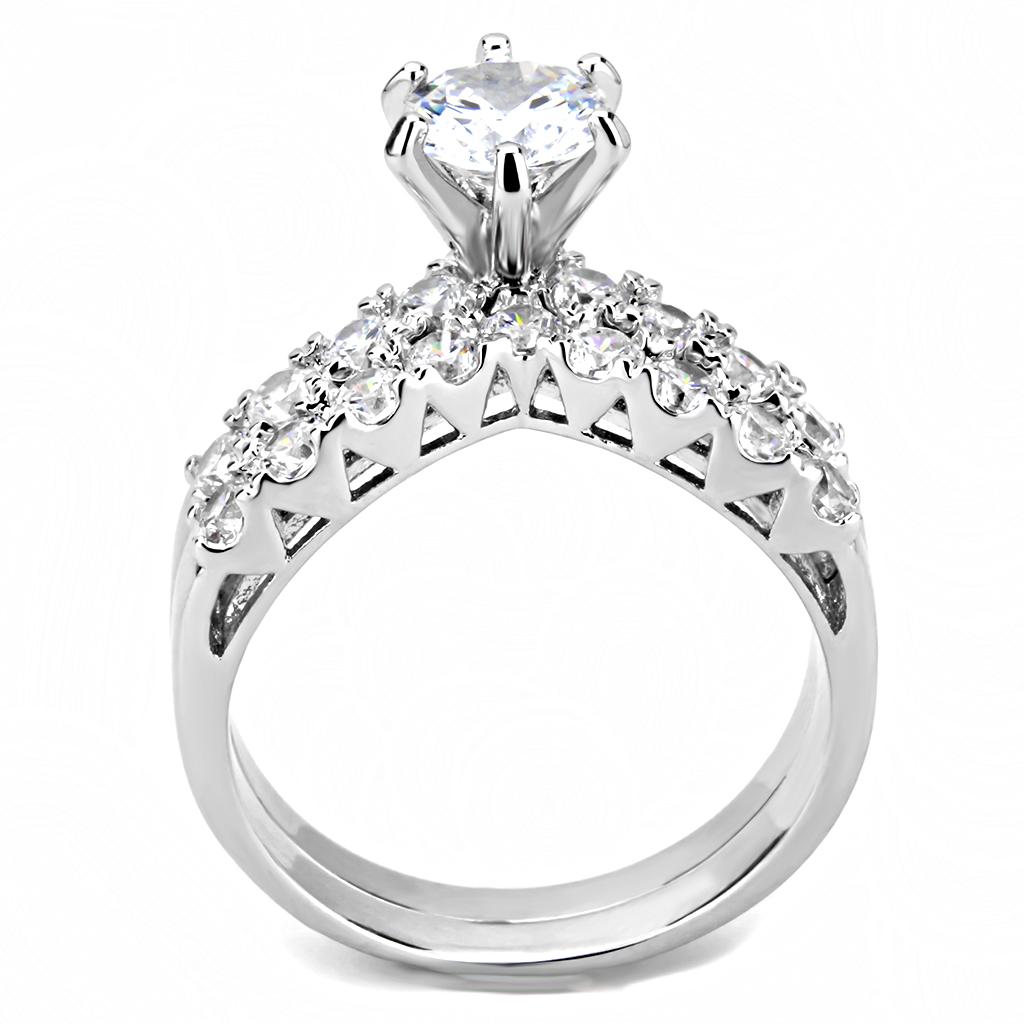 3W1513 - Rhodium Brass Ring with AAA Grade CZ in Clear
