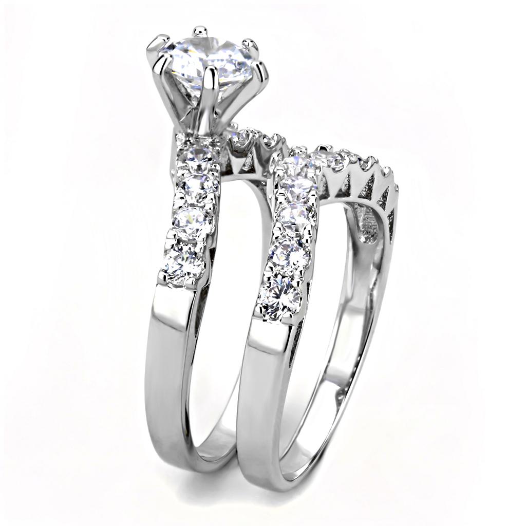 3W1513 - Rhodium Brass Ring with AAA Grade CZ in Clear