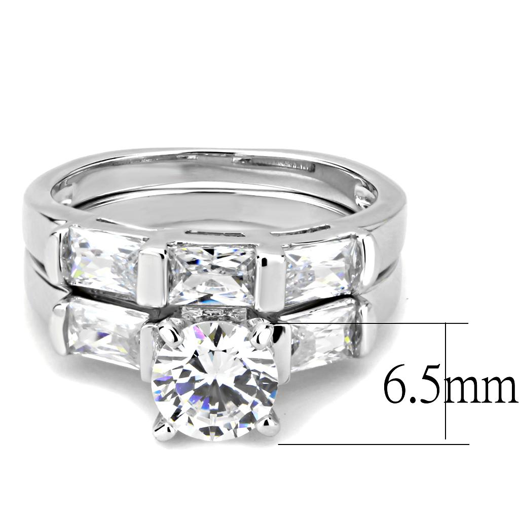 3W1515 - Rhodium Brass Ring with AAA Grade CZ in Clear