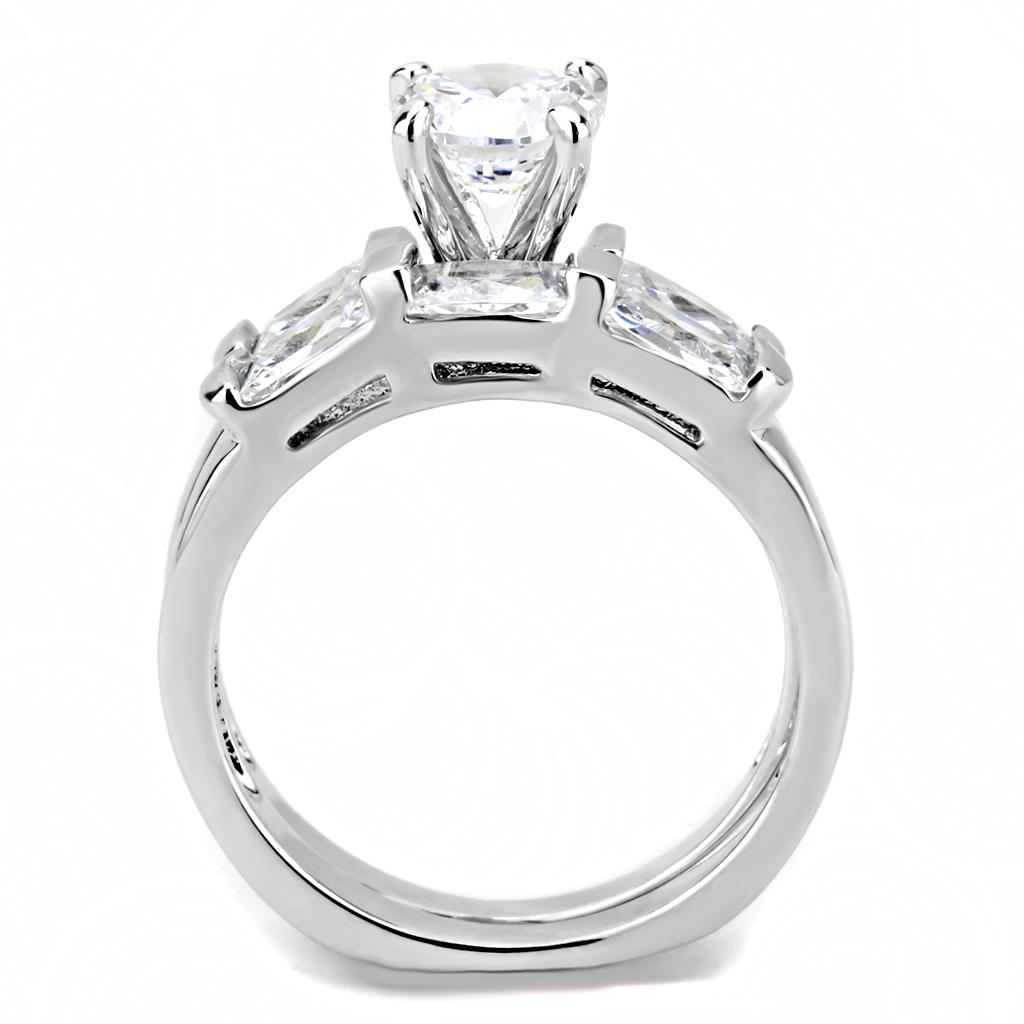 3W1515 - Rhodium Brass Ring with AAA Grade CZ in Clear