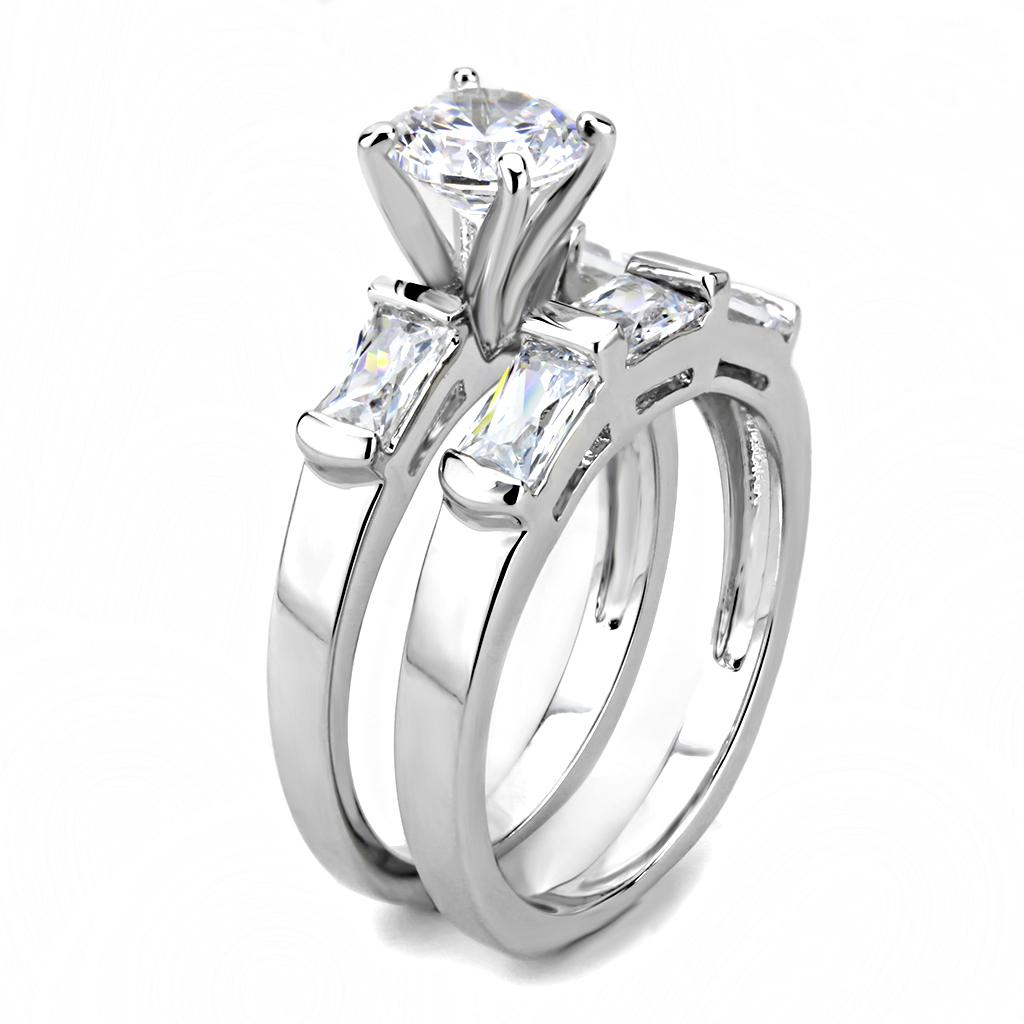 3W1515 - Rhodium Brass Ring with AAA Grade CZ in Clear