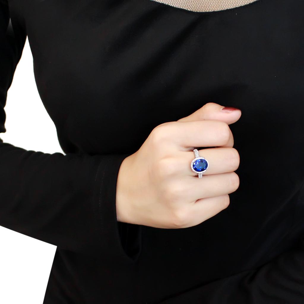 3W1516 - Rhodium Brass Ring with Synthetic in Montana