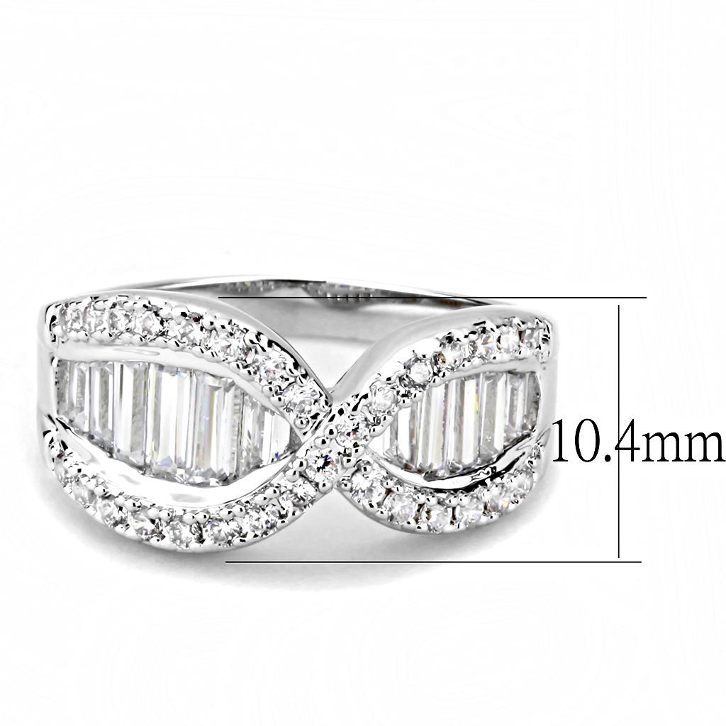 3W1518 - Rhodium Brass Ring with AAA Grade CZ in Clear