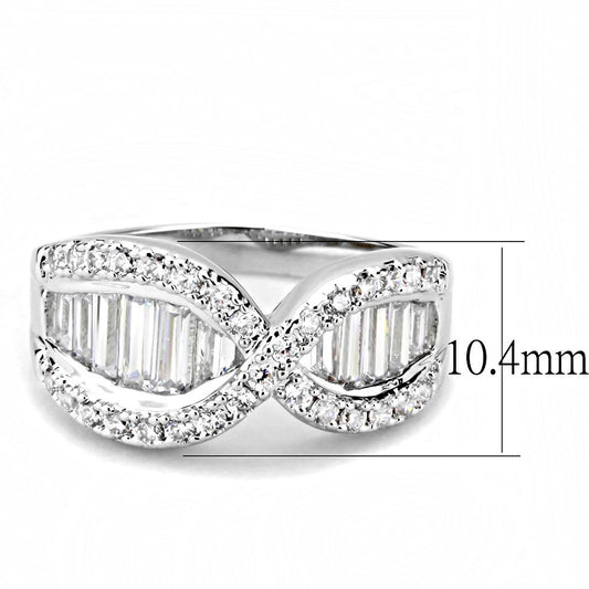 3W1518 - Rhodium Brass Ring with AAA Grade CZ in Clear