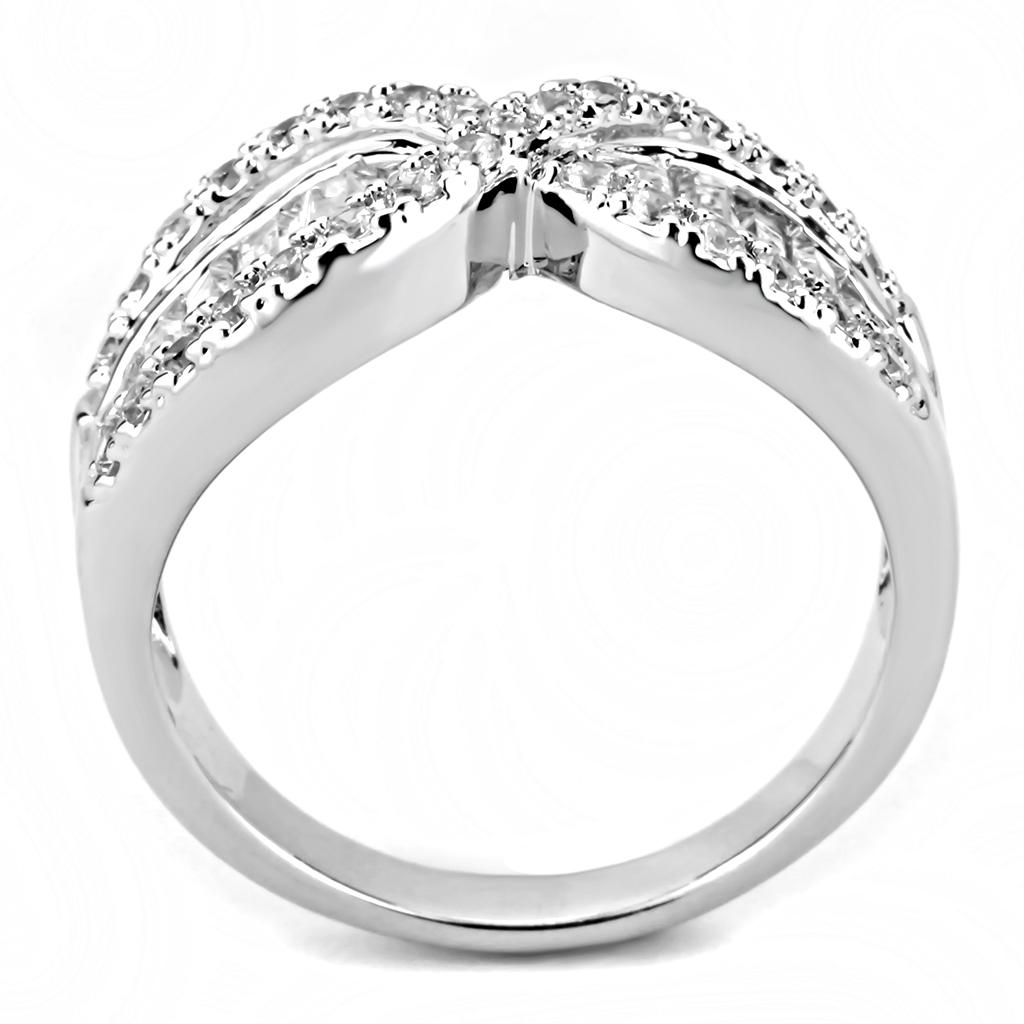 3W1518 - Rhodium Brass Ring with AAA Grade CZ in Clear