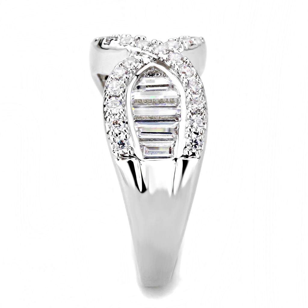 3W1518 - Rhodium Brass Ring with AAA Grade CZ in Clear
