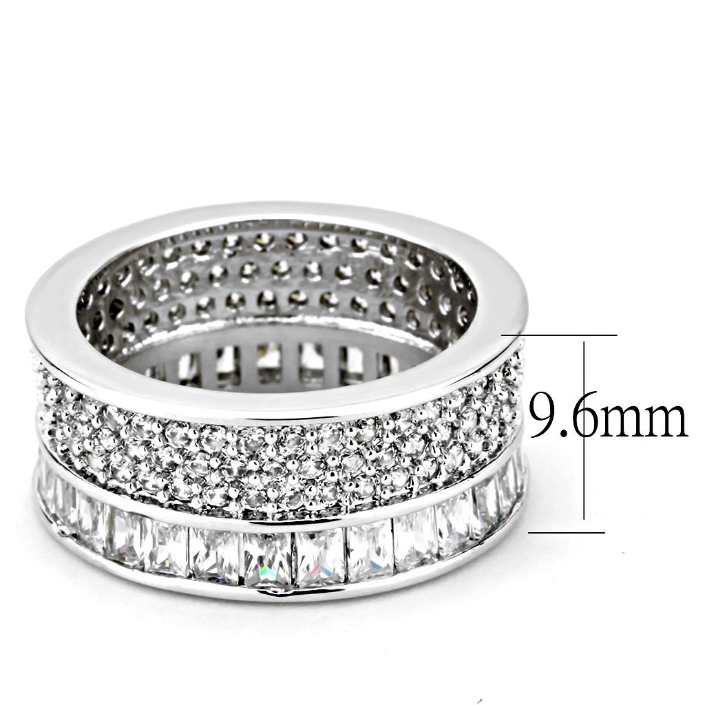 3W1520 - Rhodium Stainless Steel Ring with AAA Grade CZ in Clear