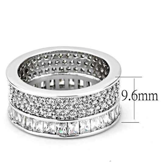 3W1520 - Rhodium Stainless Steel Ring with AAA Grade CZ in Clear