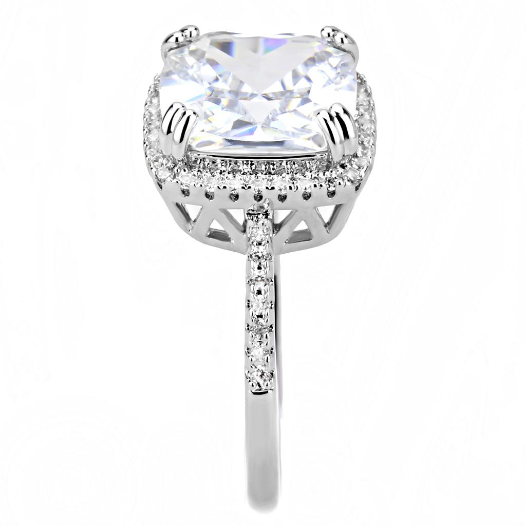 3W1522 - Rhodium Brass Ring with AAA Grade CZ in Clear