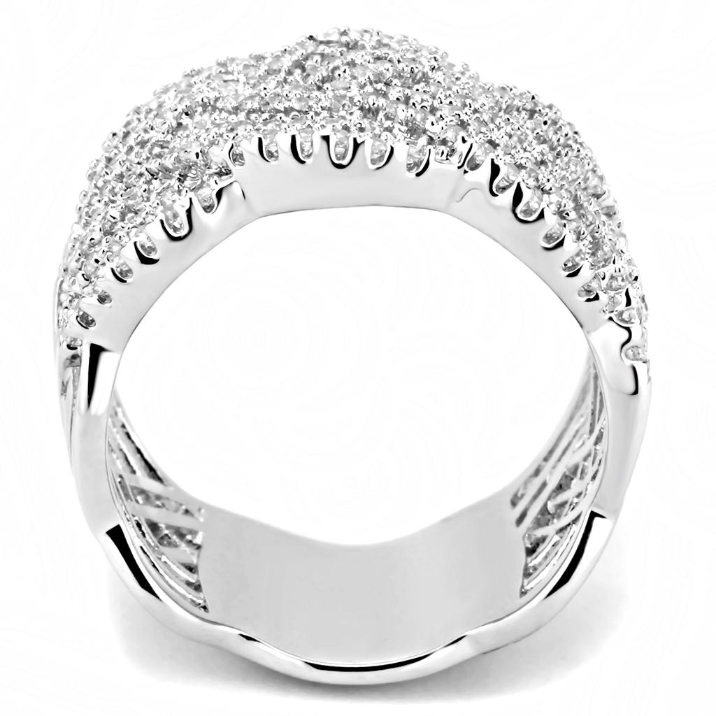 3W1524 - Rhodium Brass Ring with AAA Grade CZ in Clear