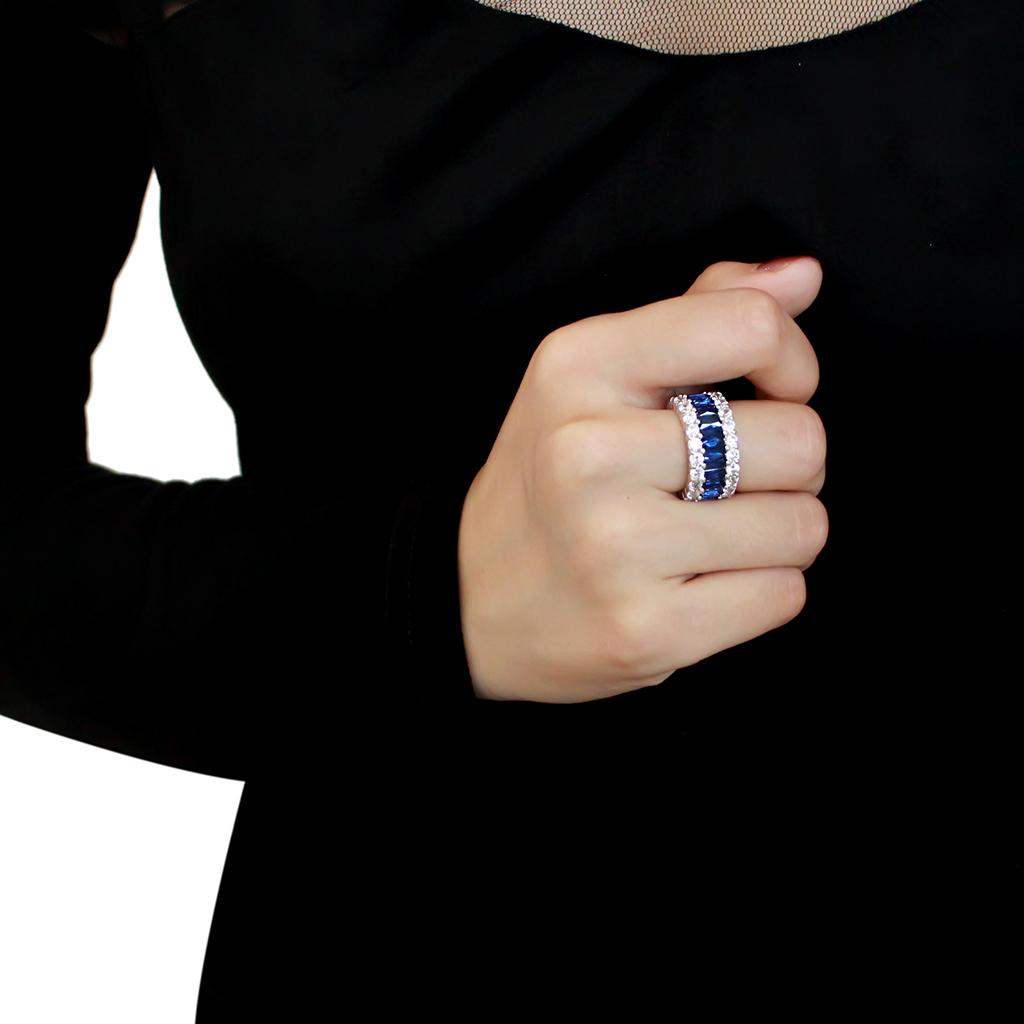3W1527 - Rhodium Brass Ring with Synthetic in Montana