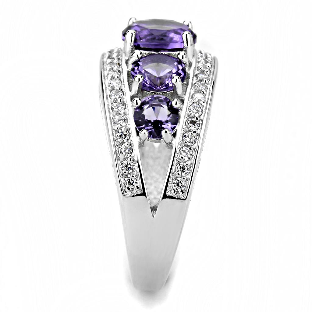 3W1530 - Rhodium Brass Ring with Synthetic in Amethyst
