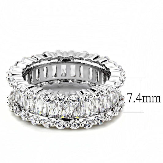 3W1531 - Rhodium Brass Ring with AAA Grade CZ in Clear