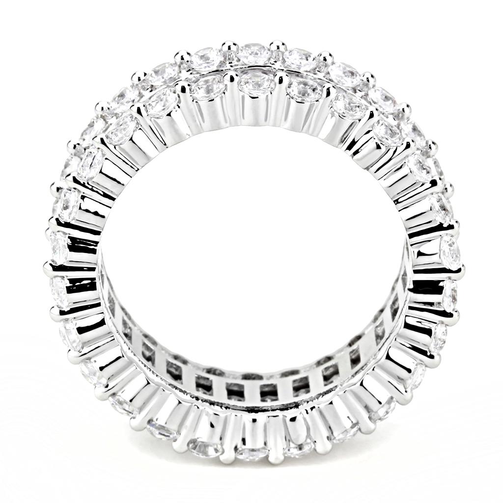3W1531 - Rhodium Brass Ring with AAA Grade CZ in Clear