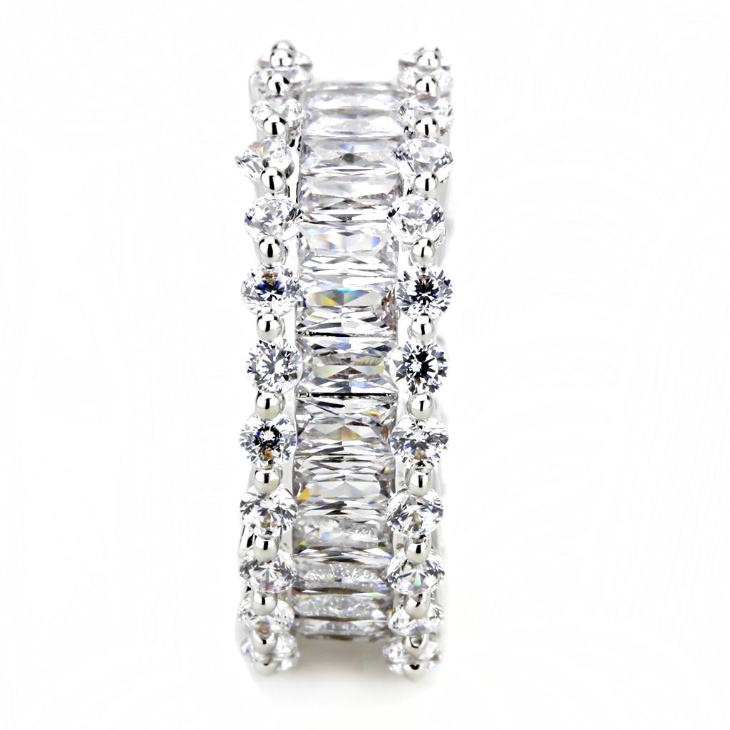 3W1531 - Rhodium Brass Ring with AAA Grade CZ in Clear