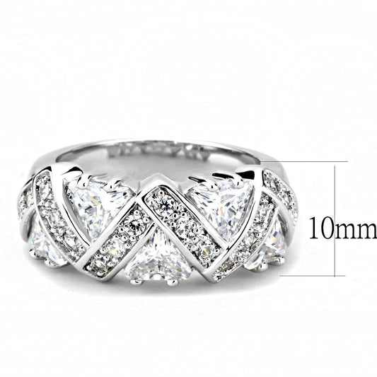 3W1533 - Rhodium Brass Ring with AAA Grade CZ in Clear